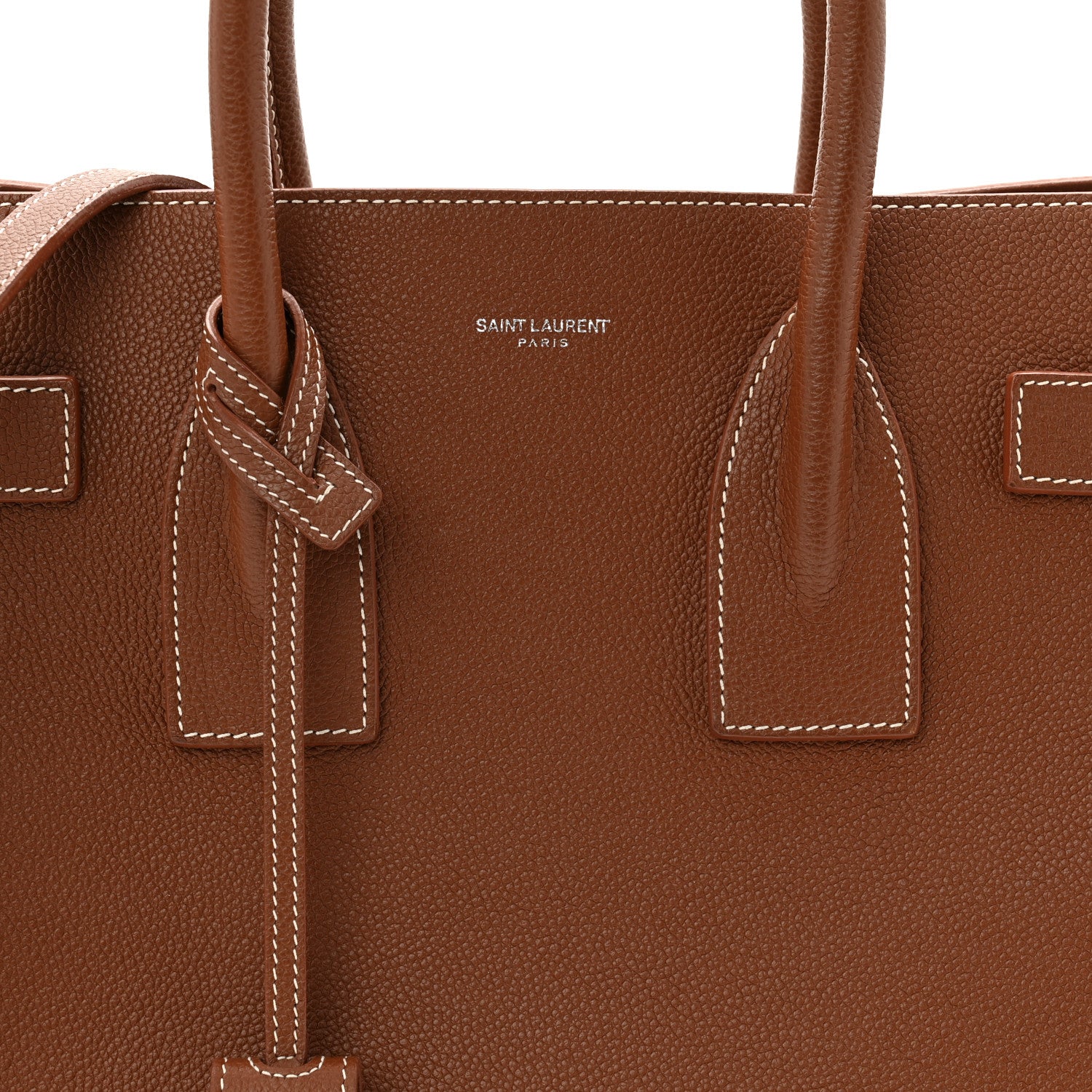 Saint Laurent Grained Calfskin Topstitch Small Sac De Jour Saddle 8 of 13