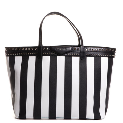 Givenchy Coated Canvas Striped Large Antigona Tote Black White 1 of 11