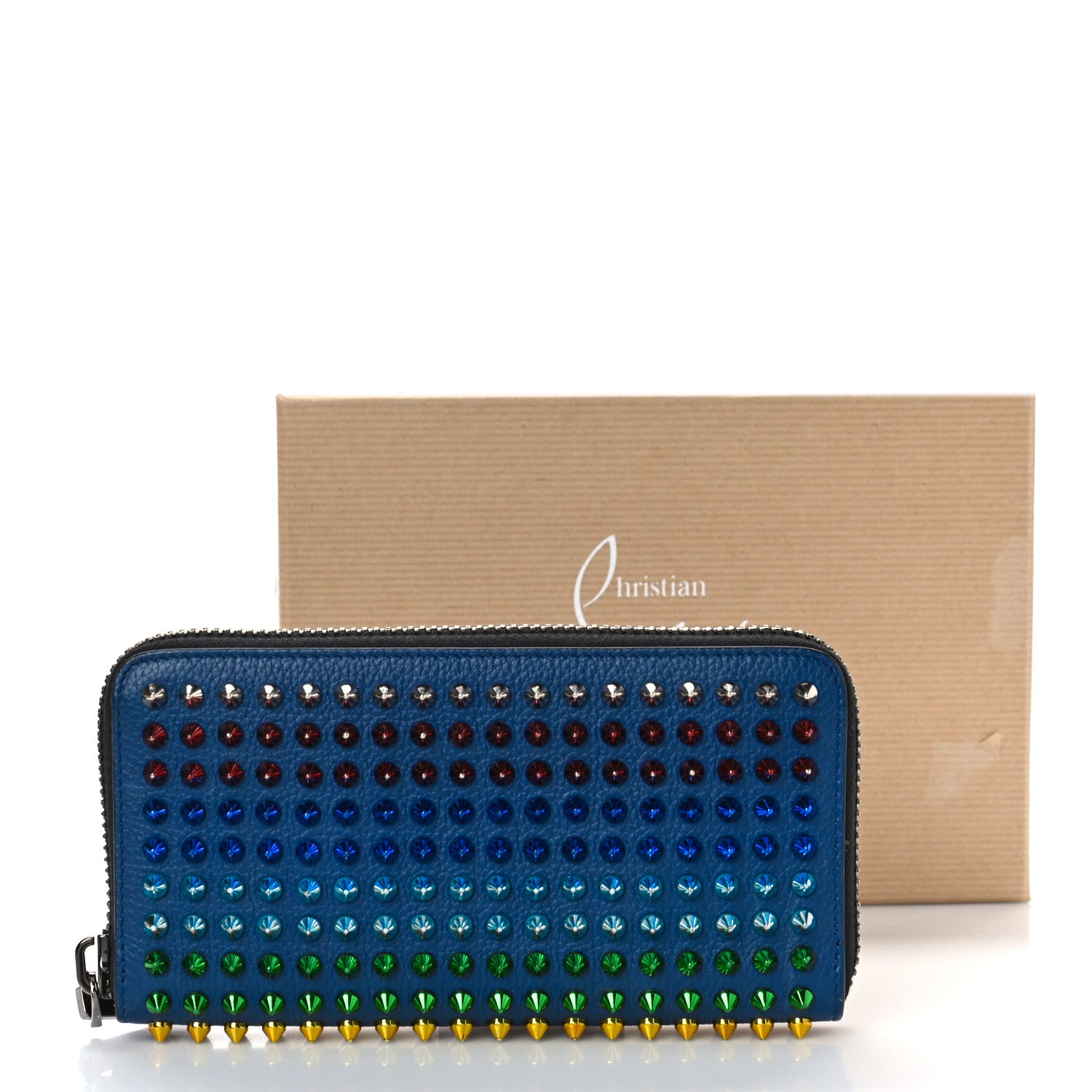 Christian Louboutin Calfskin Paris Panettone Spiked Zip Around Wallet Multicolor 9 of 12