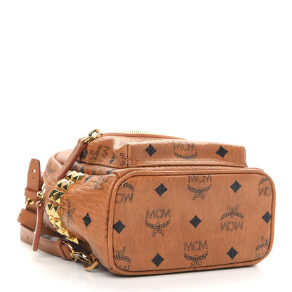 MCM Visetos Side Stud X-Mini Stark Bebe Boo Backpack Cognac 4 of 8