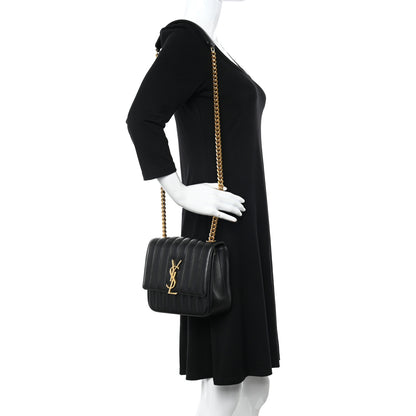 Saint Laurent Lambskin Matelasse Monogram Medium Vicky Chain Bag Black 2 of 11