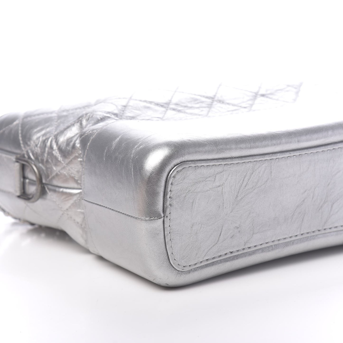 Metallic Lambskin Calfskin Quilted Medium Gabrielle Hobo Silver