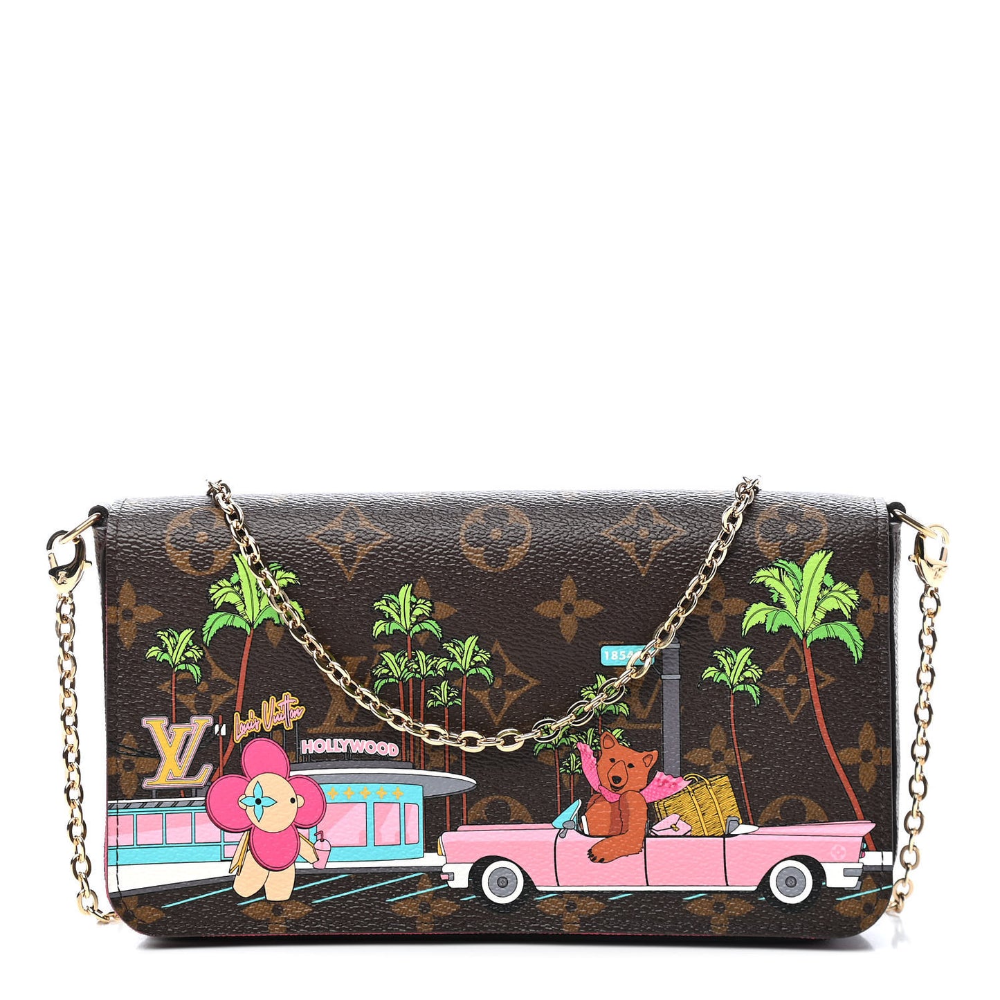 Monogram 2021 Christmas Animation Hollywood Pochette Felicie Chain Wallet Fuchsia
