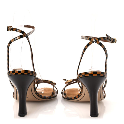 Louis Vuitton Patent Suede Damier Bow Ankle Wrap Sandals 36 6 of 11