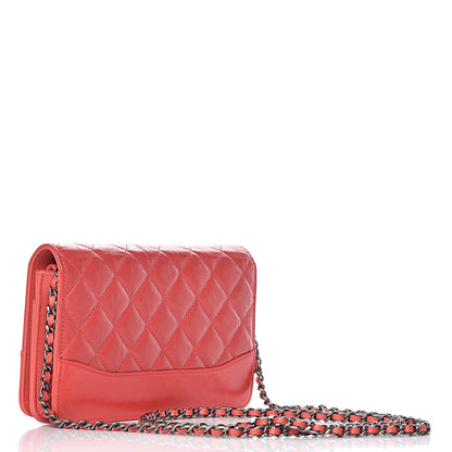 Chanel Patent Goatskin Quilted Gabrielle Wallet On Chain WOC Orange 3 of 11