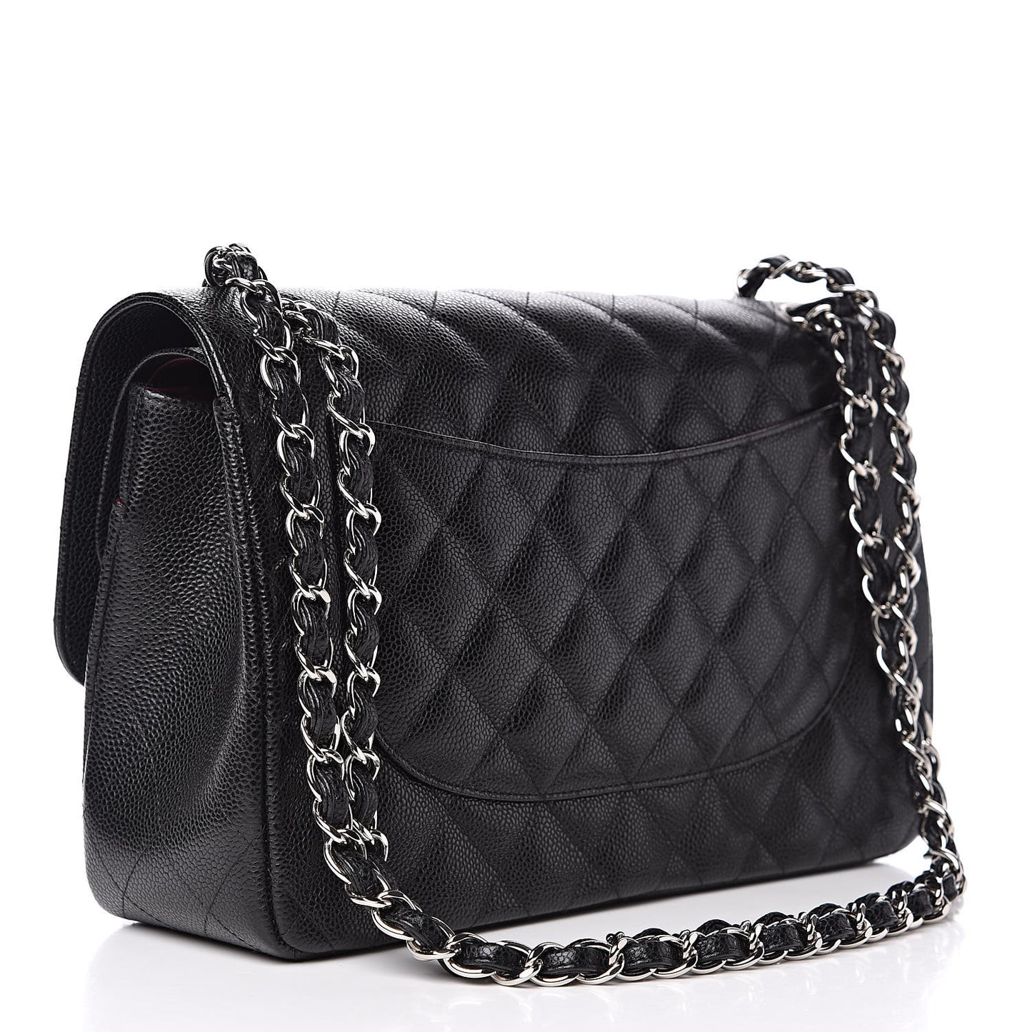 Caviar Quilted Jumbo Double Flap Black