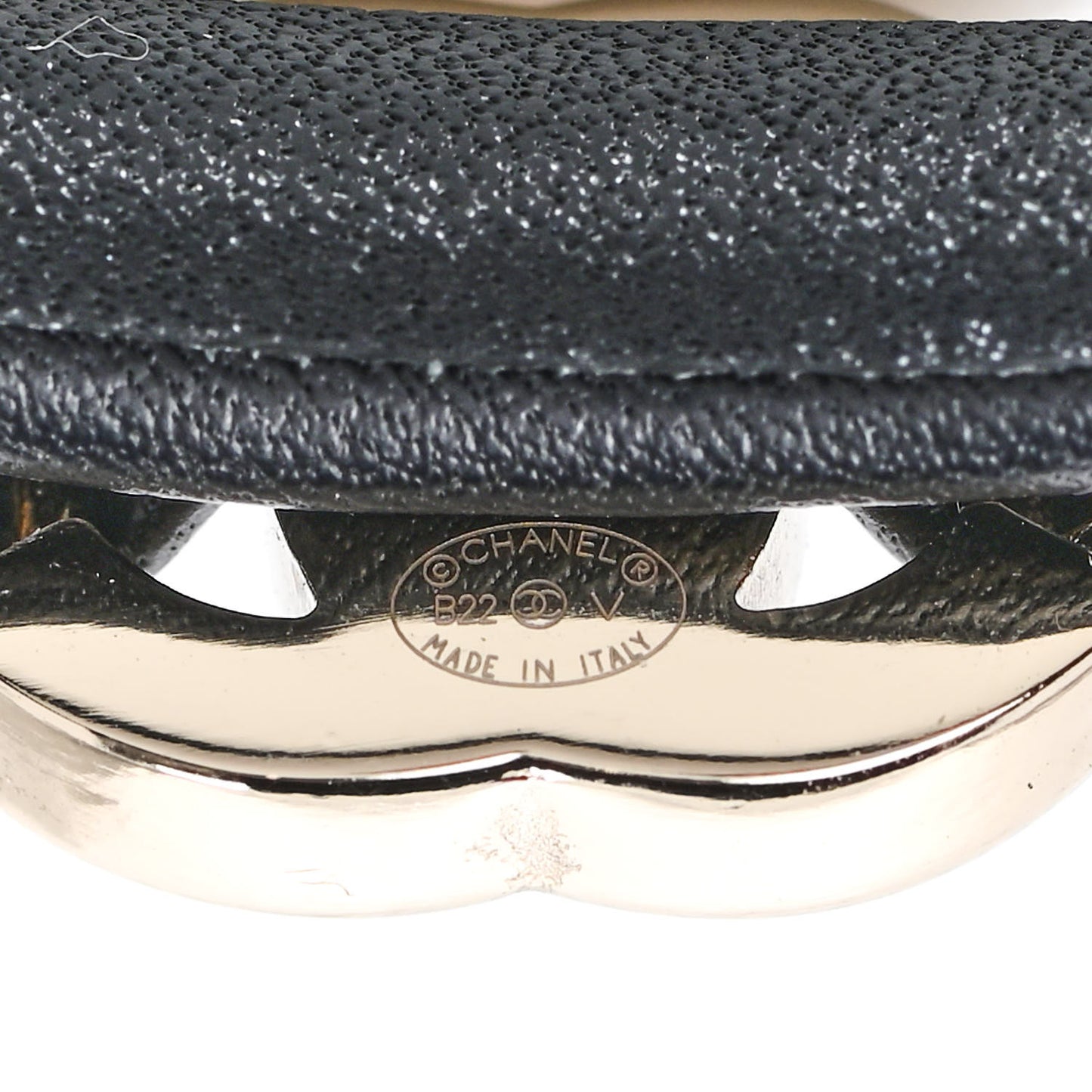 Metal Lambskin CC Turnlock Chain Headband Gold Black