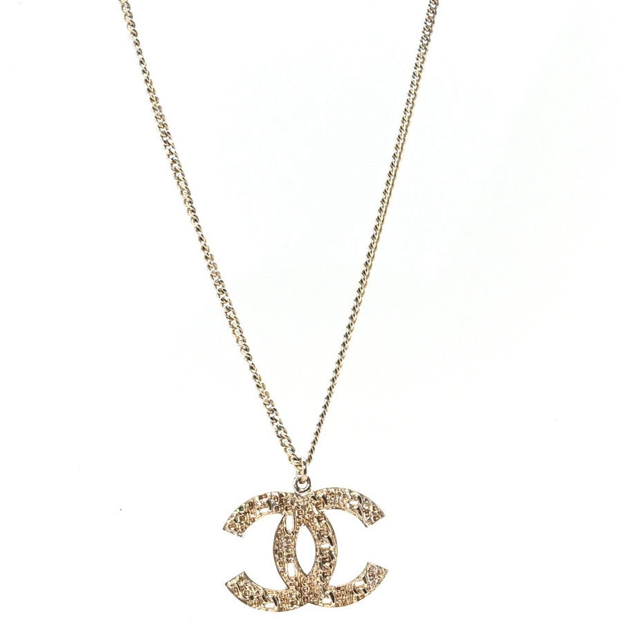 Chanel Tweed Effect CC Necklace Gold 1 of 5