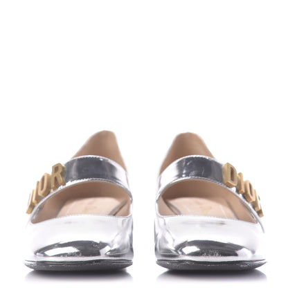 Christian Dior Mirror Finish Calfskin Baby-D Ballet Pumps 36 Silver 2 of 12