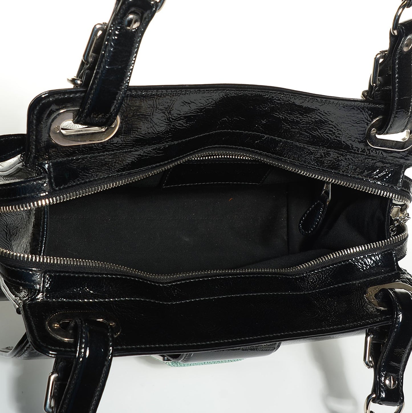 Patent Leather Stingray Cherche Midi Chain Shoulder Bag Black