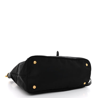 Prada Tessuto Nylon Soft Calfskin Shopping Satchel Black 4 of 9