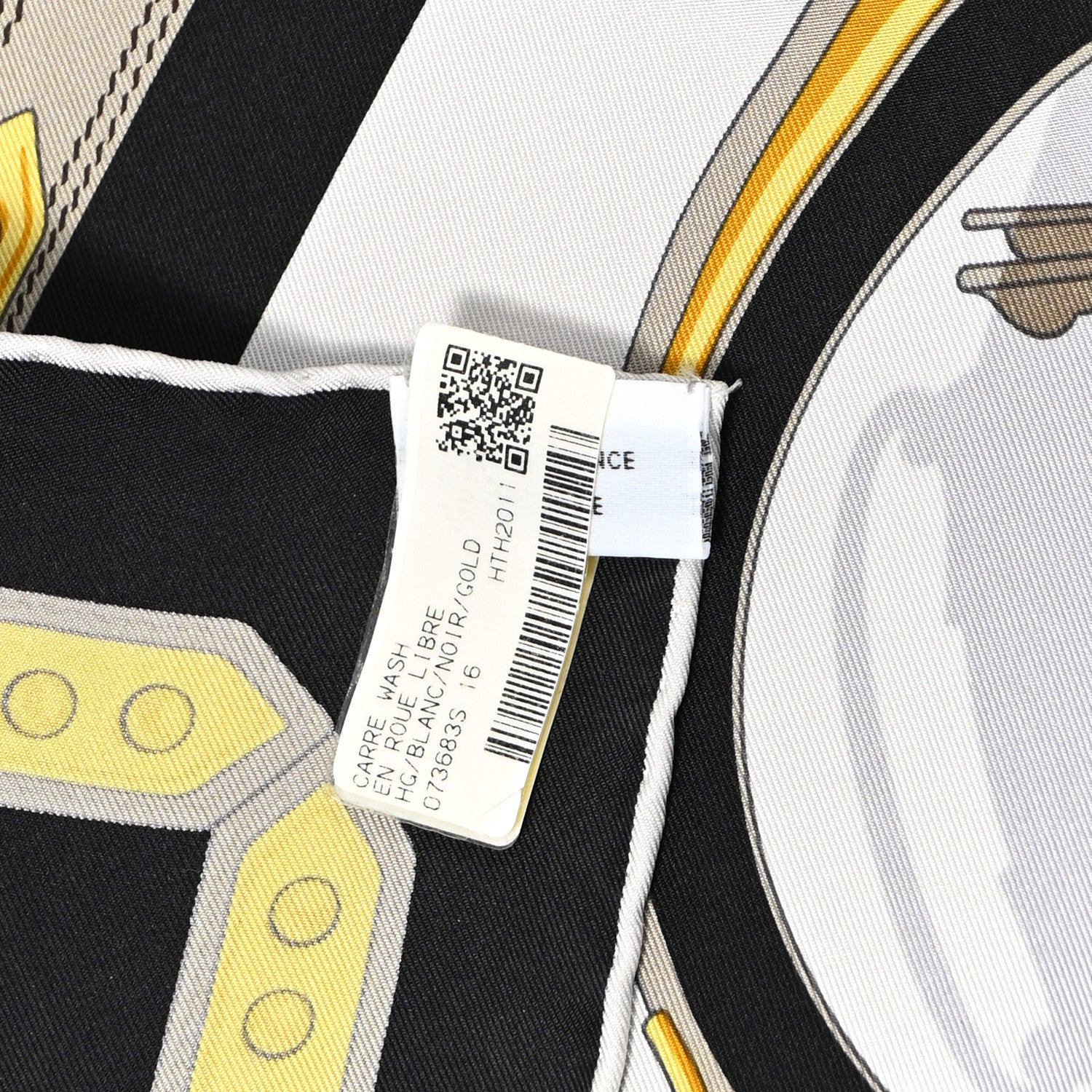 Hermes Silk En Roue Libre Scarf 90 White Black Gold 4 of 11