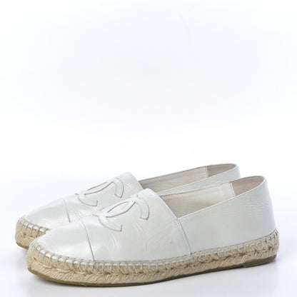 Chanel Distressed Patent CC Espadrilles 39 White 2 of 10