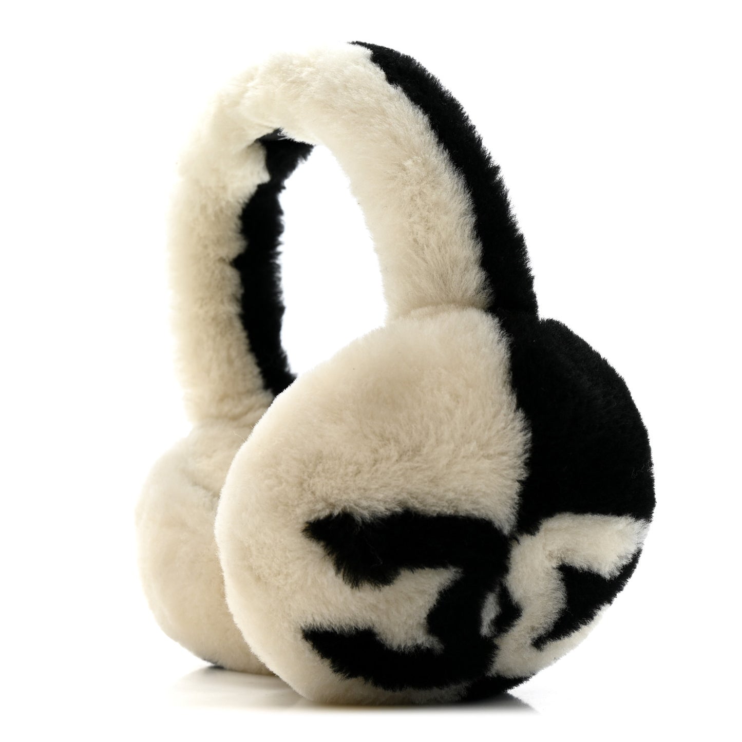 Shearling CC Ear Muffs Black White