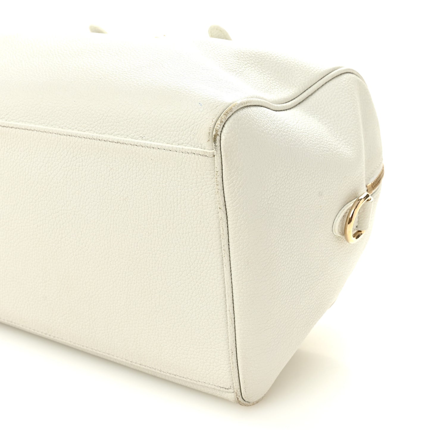 Grained Calfskin Palazzo Bowler White