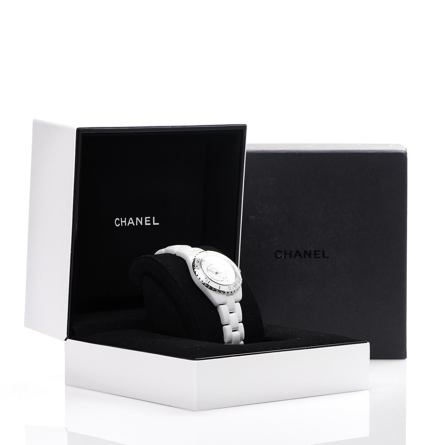 Stainless Steel Ceramic Diamond 33mm J12 Limited Edition Quartz Watch White