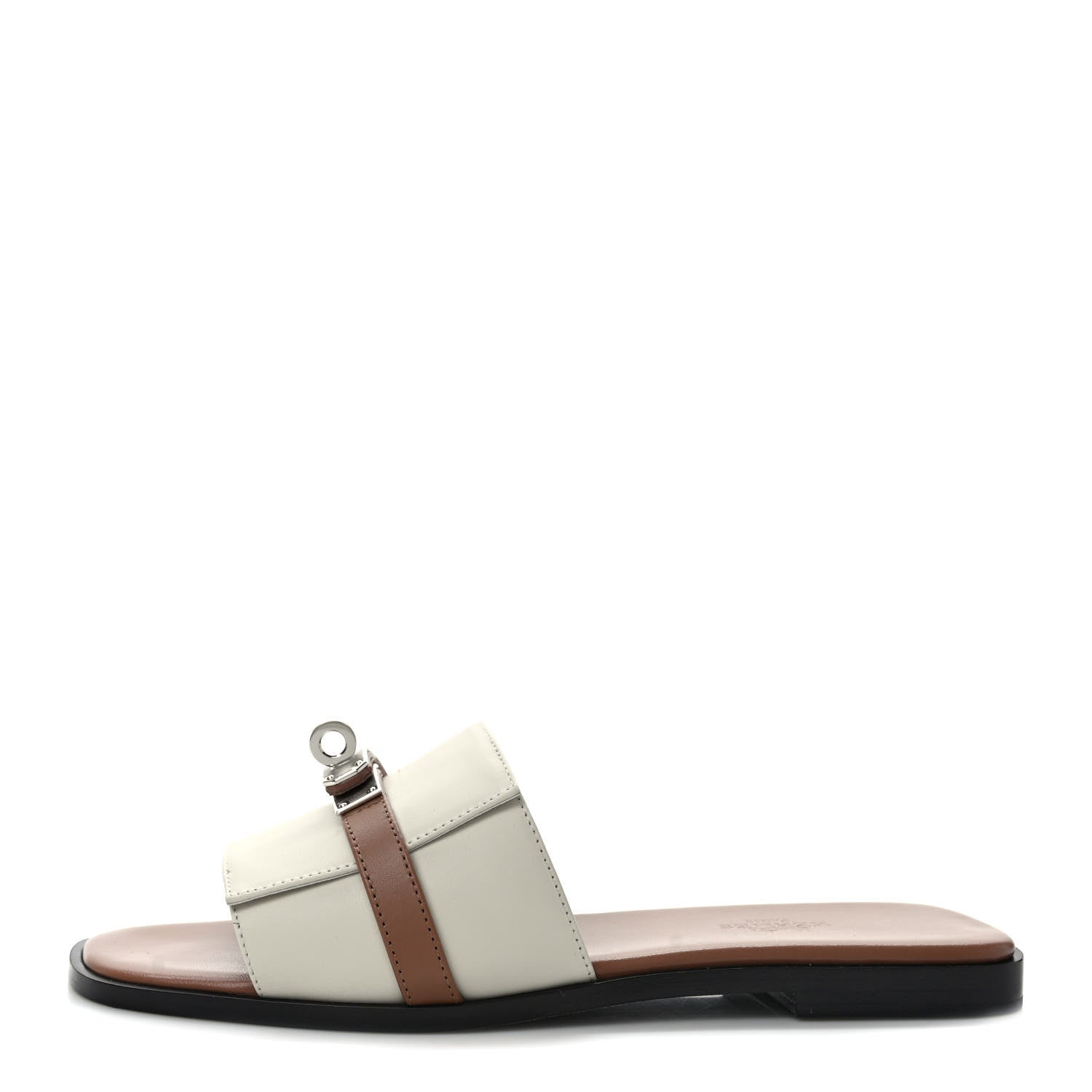 Hermes Calfskin Giulia Sandals 37 Beige Glaise Rose Perle 1 of 9