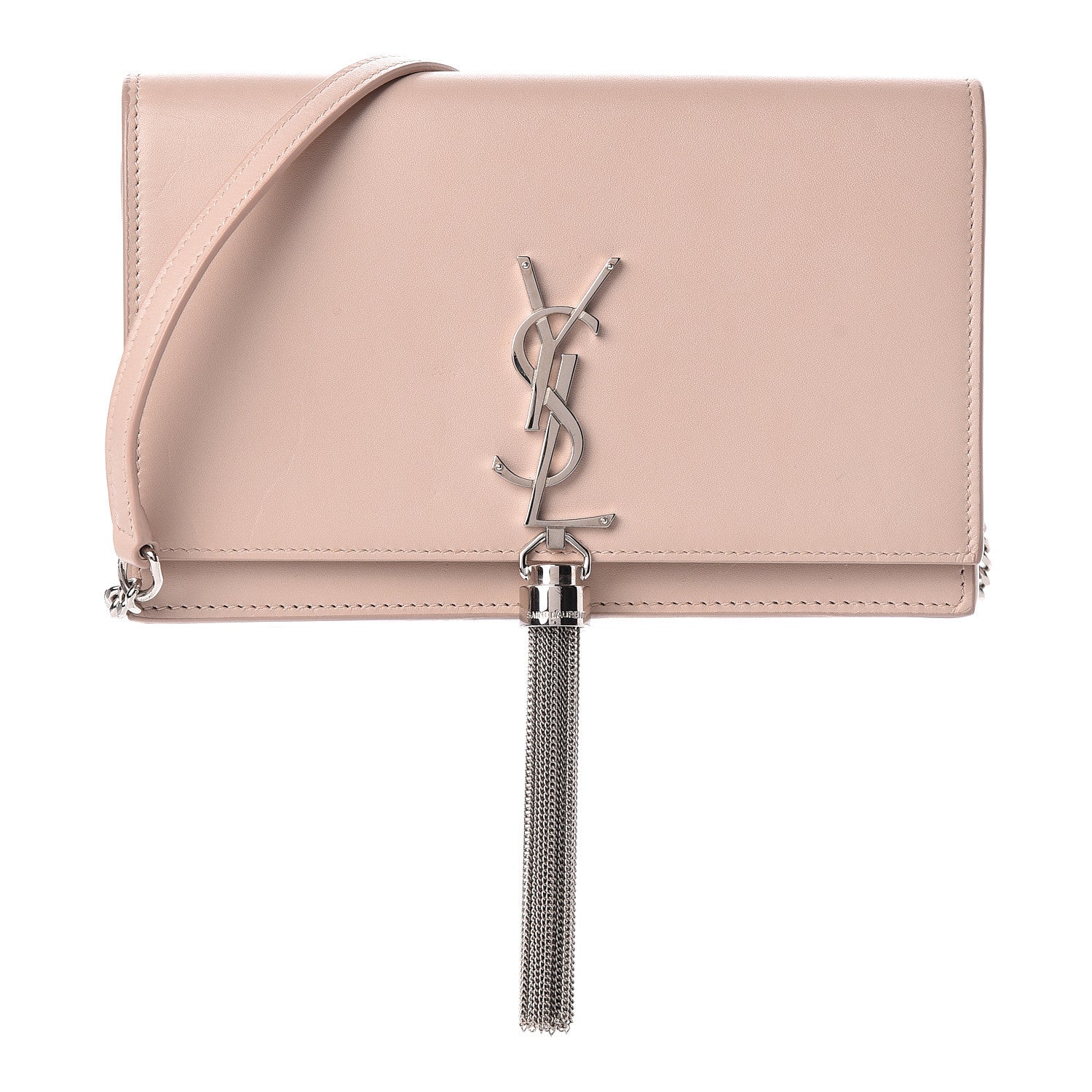 Saint Laurent Smooth Calfskin Classic Monogram Kate Tassel Chain Wallet Marble Pink 1 of 10