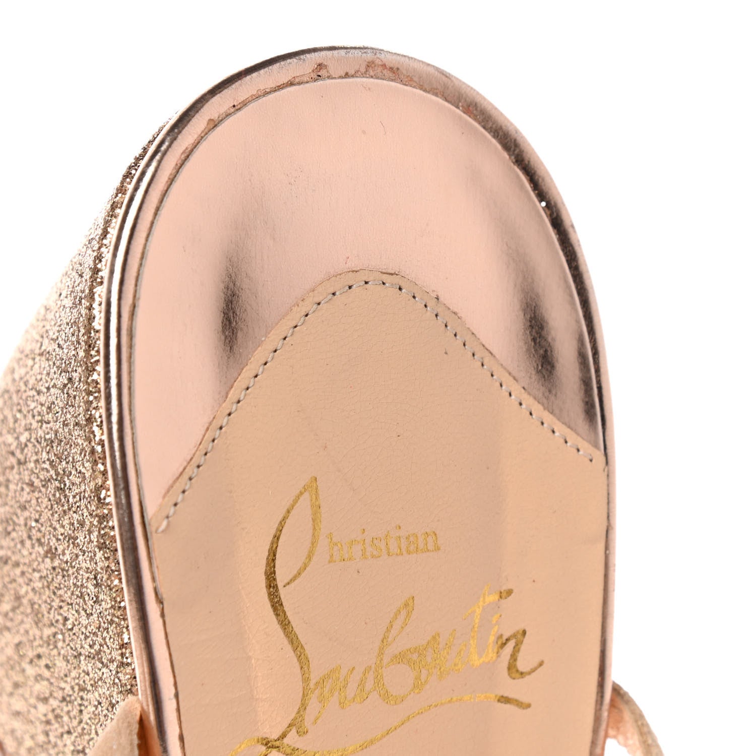 Christian Louboutin Suede Glitter Mini Martel 140 Pumps 36.5 Nude 8 of 10