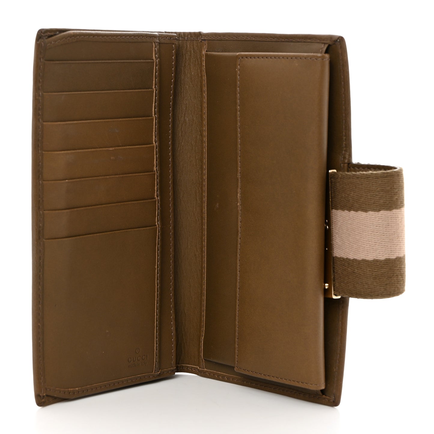 Monogram Calfskin Ladies Web Long Wallet Beige