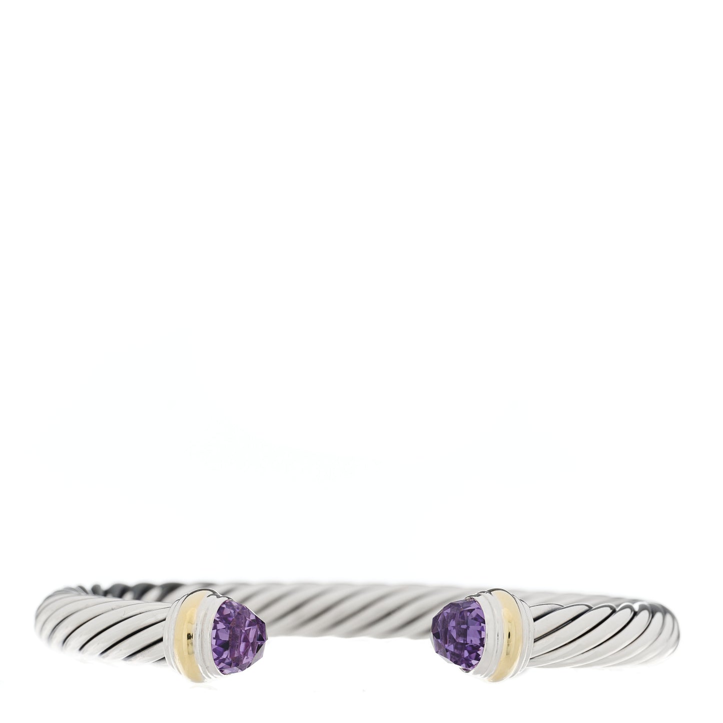 Sterling Silver 14K Yellow Gold Amethyst 7mm Cable Classics Bracelet