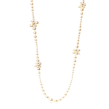 Chanel Pearl Cluster CC Long Necklace Silver 1 of 5
