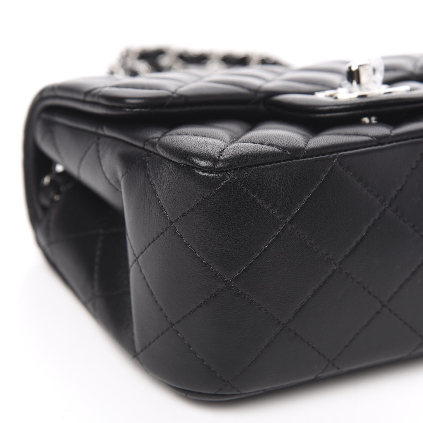 Lambskin Quilted Mini Square Flap Black