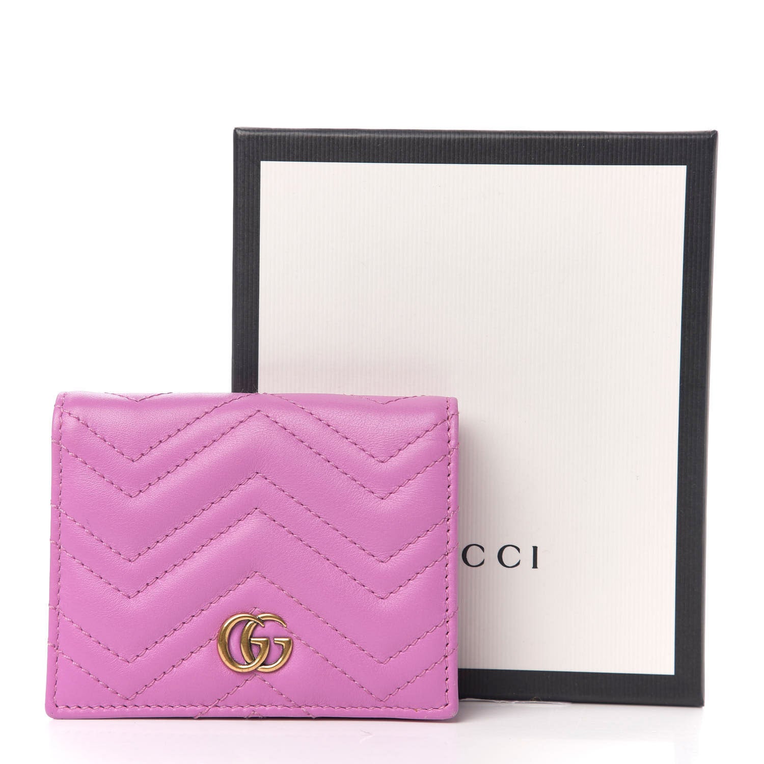Gucci Calfskin Matelasse GG Marmont Card Case Candy Mousse 7 of 7