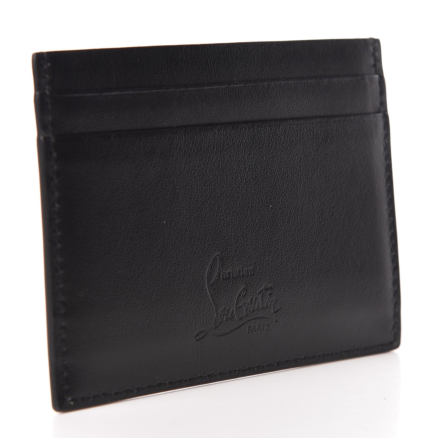 Christian Louboutin Calfskin Paris Spikes Kios Card Holder Black 3 of 7