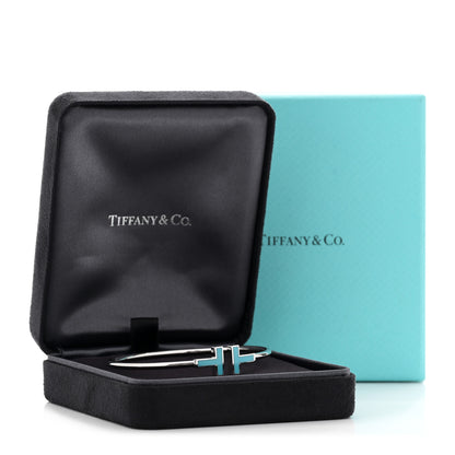 Tiffany 18K White Gold Turquoise T Wire Bracelet 4 of 4