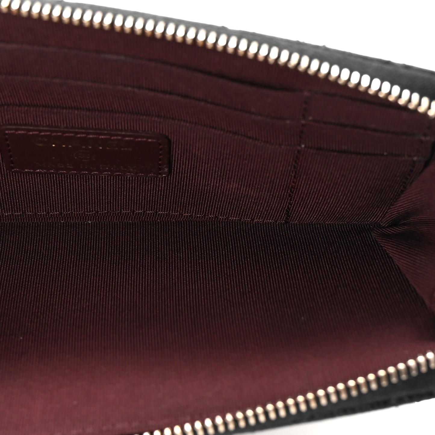 Caviar Quilted Phone Holder Zip Clutch Black