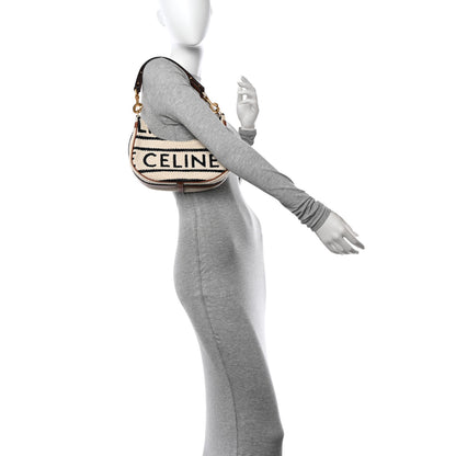 Celine Textile Medium Ava Shoulder Bag White Black 2 of 11