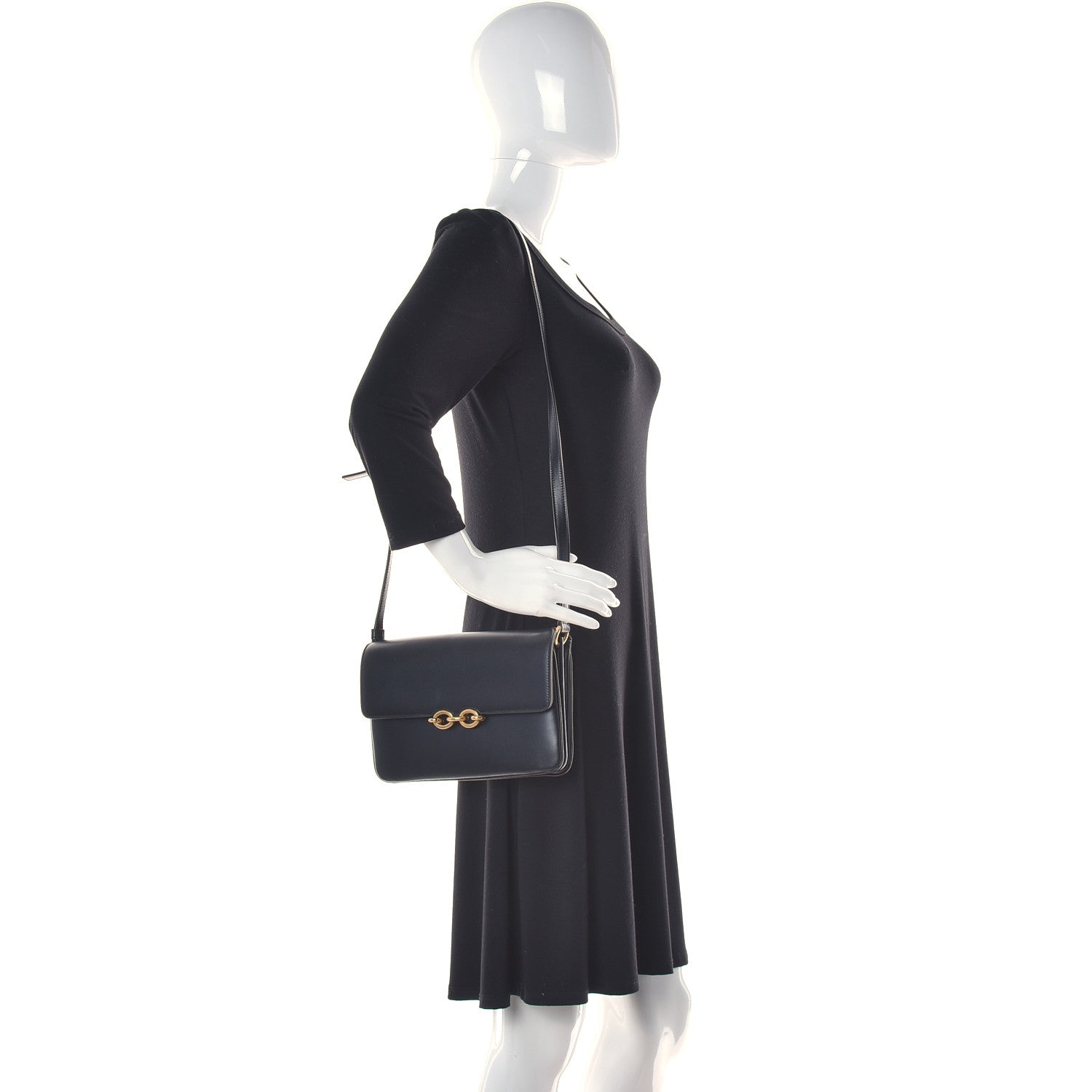 Saint Laurent Smooth Calfskin Le Maillon Satchel Black 2 of 9