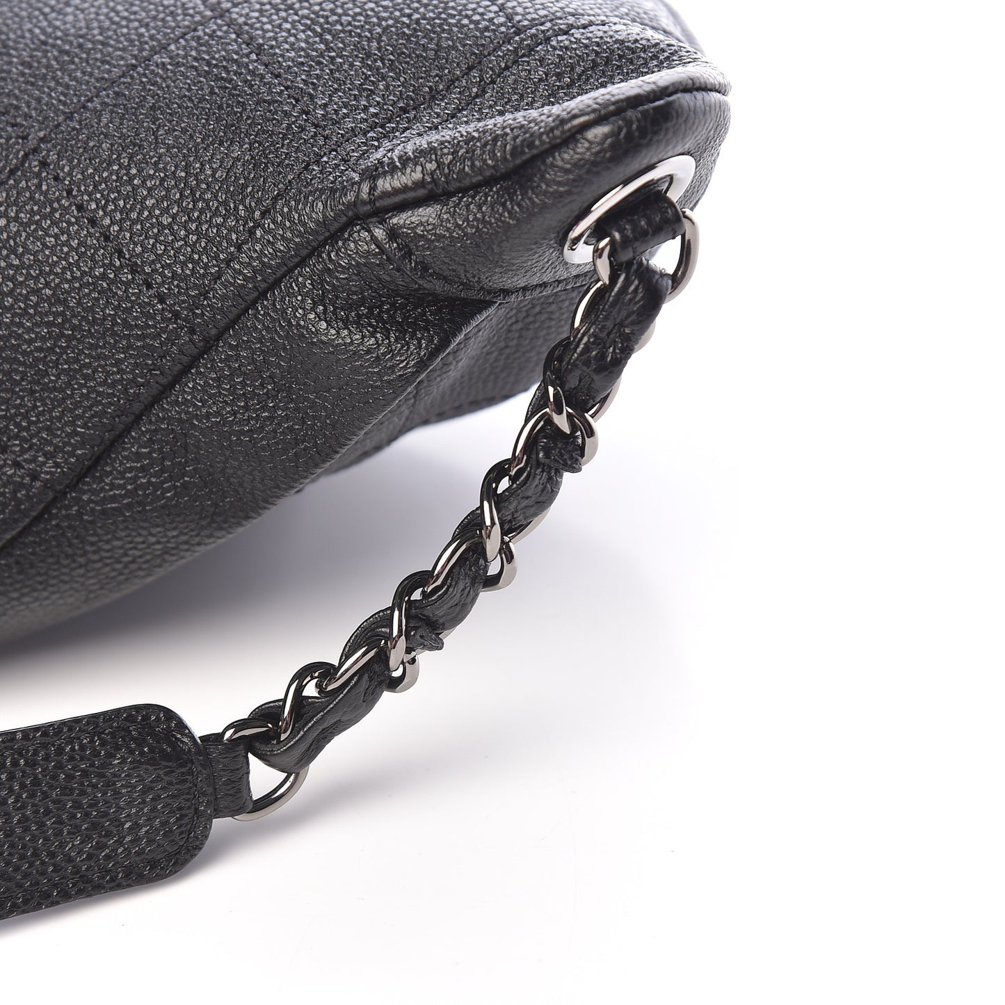 Caviar Stitched Banane Waist Bag Fanny Pack Black