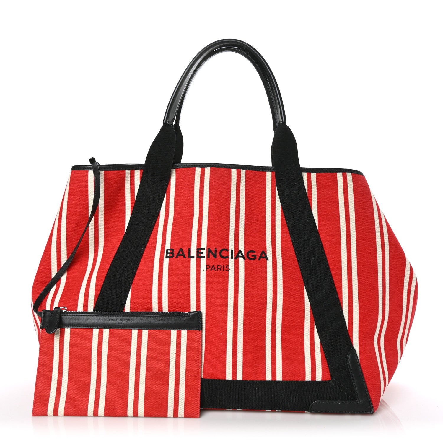 Balenciaga Canvas Navy Striped Cabas M Red 1 of 10