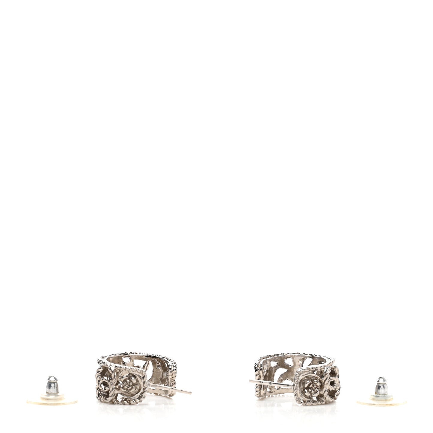 CC Camellia Hoop Earrings Silver