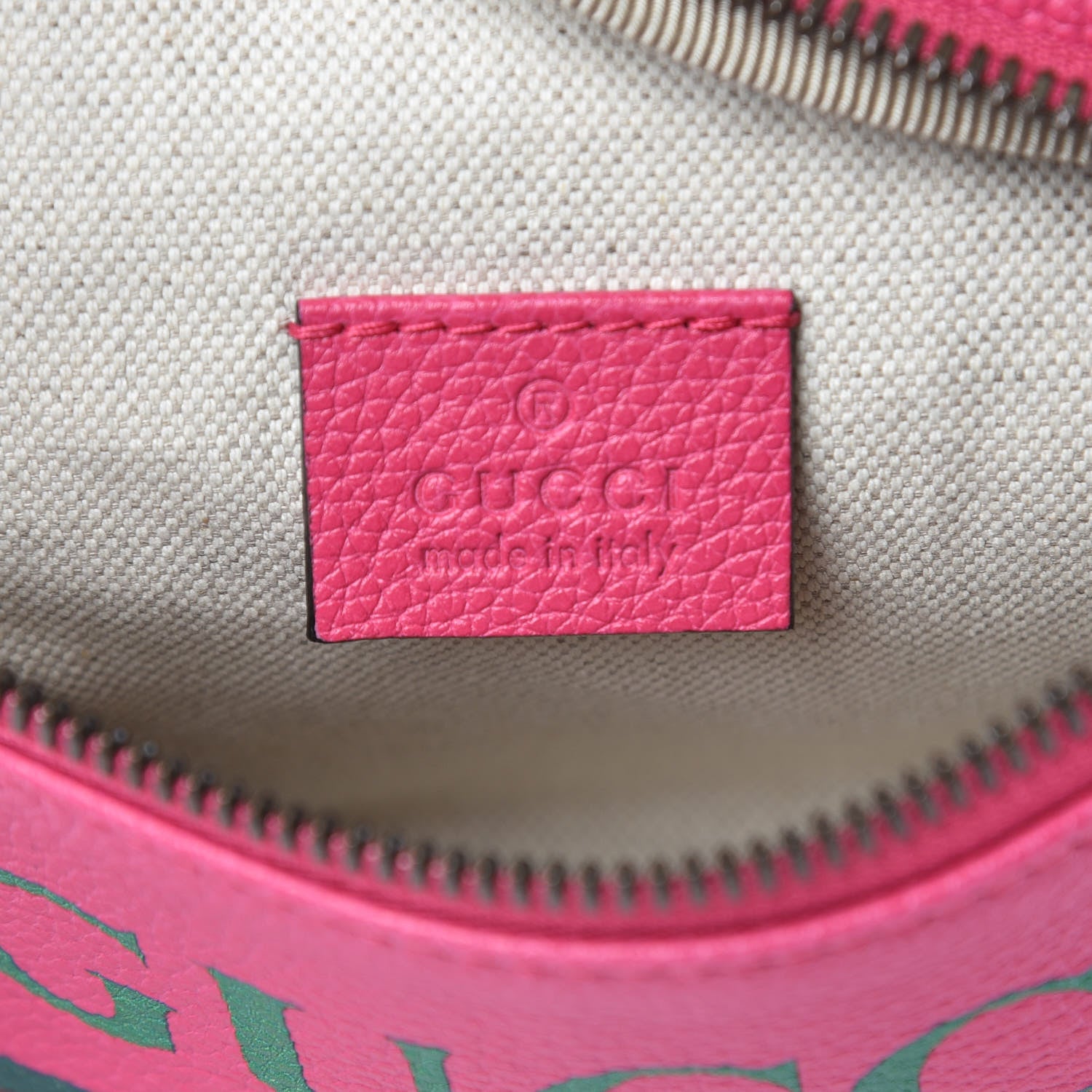 Gucci Grained Calfskin Small Logo Belt Bag Box Pink Green 6 of 7