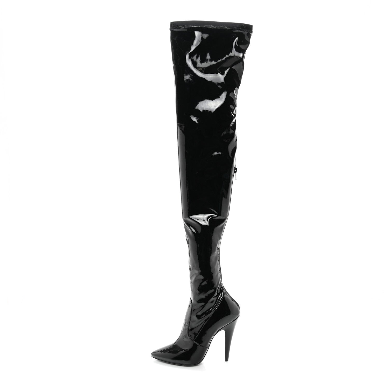 Saint Laurent Latex Ayalah 110 Over The Knee Boots 38 Black 1 of 7