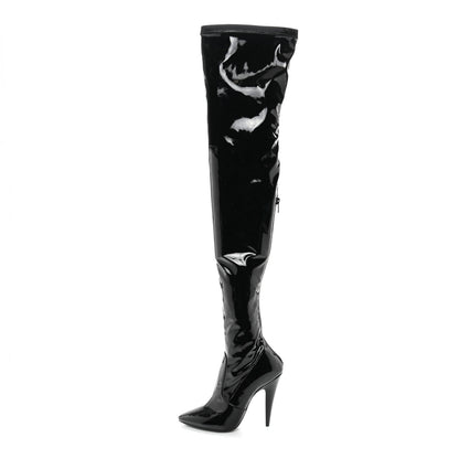 Saint Laurent Latex Ayalah 110 Over The Knee Boots 38 Black 1 of 7