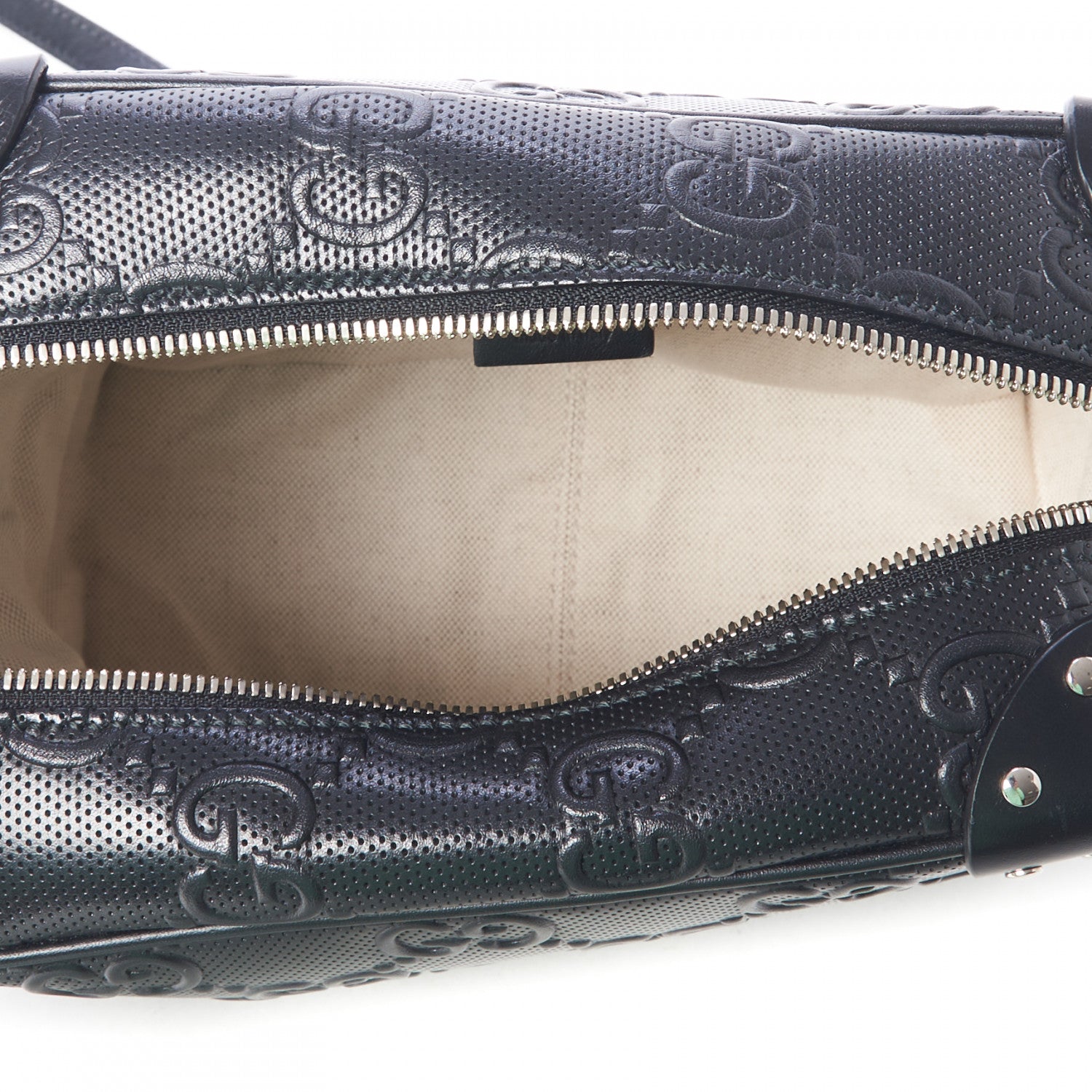 Gucci Calfskin GG Tennis Embossed Square Messenger Bag Black 6 of 8