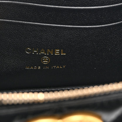 Chanel Shiny Lambskin Quilted Small Vanity Case With Chain Black 7 of 11