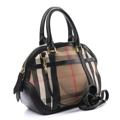 Burberry Bridle Calfskin House Check Small Orchard Bowling Bag Black 3 of 12