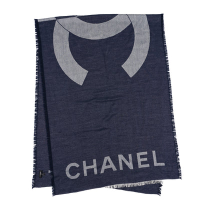 Chanel Cashmere Silk CC Fringe Scarf Beige Cream 2 of 3