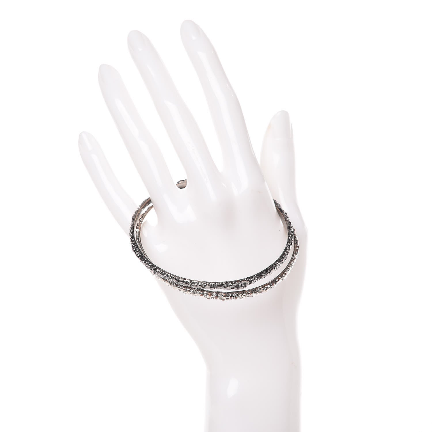 Chanel Ruthenium Crystal CC Bangle Set of 2 2 of 4