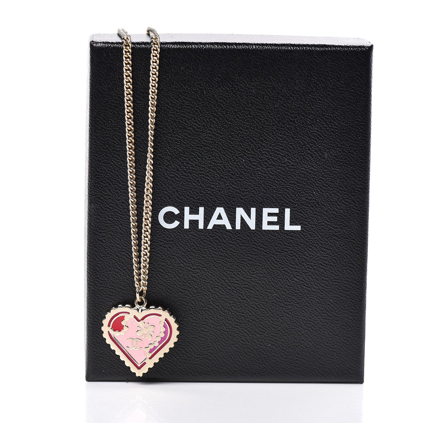 Enamel Heart CC Necklace Gold