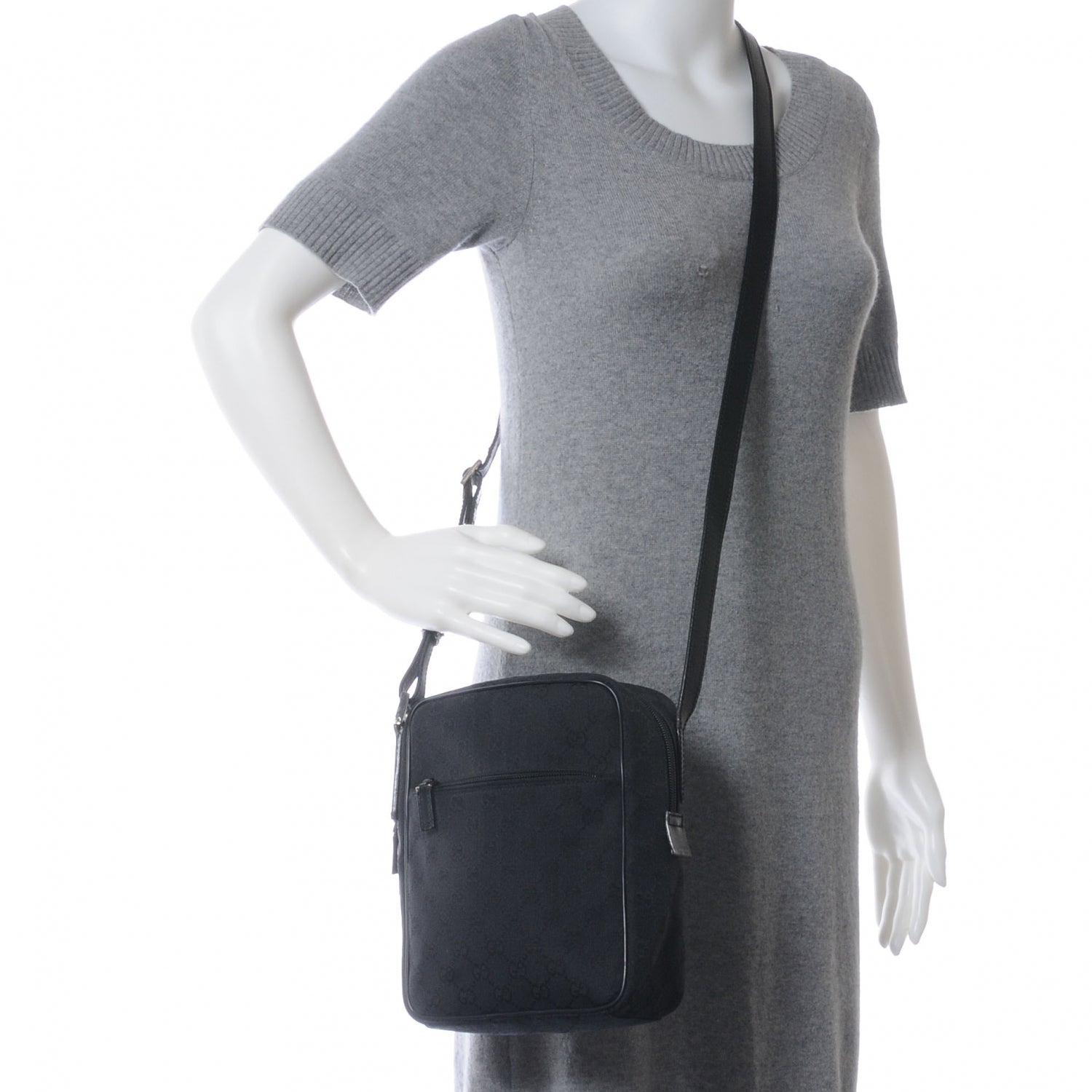 Gucci Monogram GG Flight Small Crossbody Bag Black 2 of 7