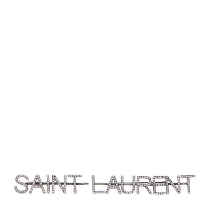 Saint Laurent Brass Crystal Barrette Oxidized Silver 1 of 4