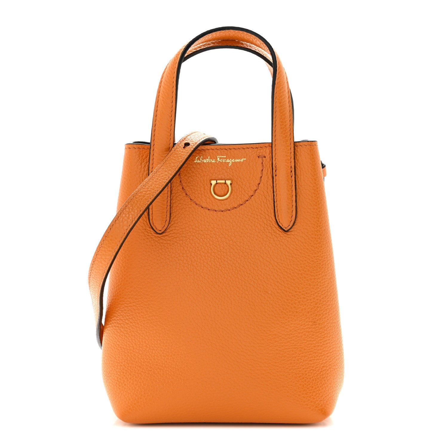 Salvatore Ferragamo Tumbled Calfskin Gancini Mini Bag Olivello 1 of 10