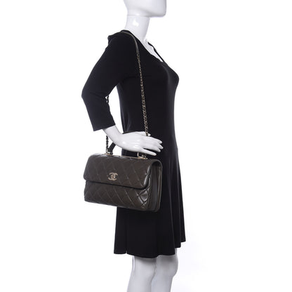 Chanel Lambskin Quilted Medium Trendy CC Flap Dual Handle Bag Dark Khaki 2 of 10