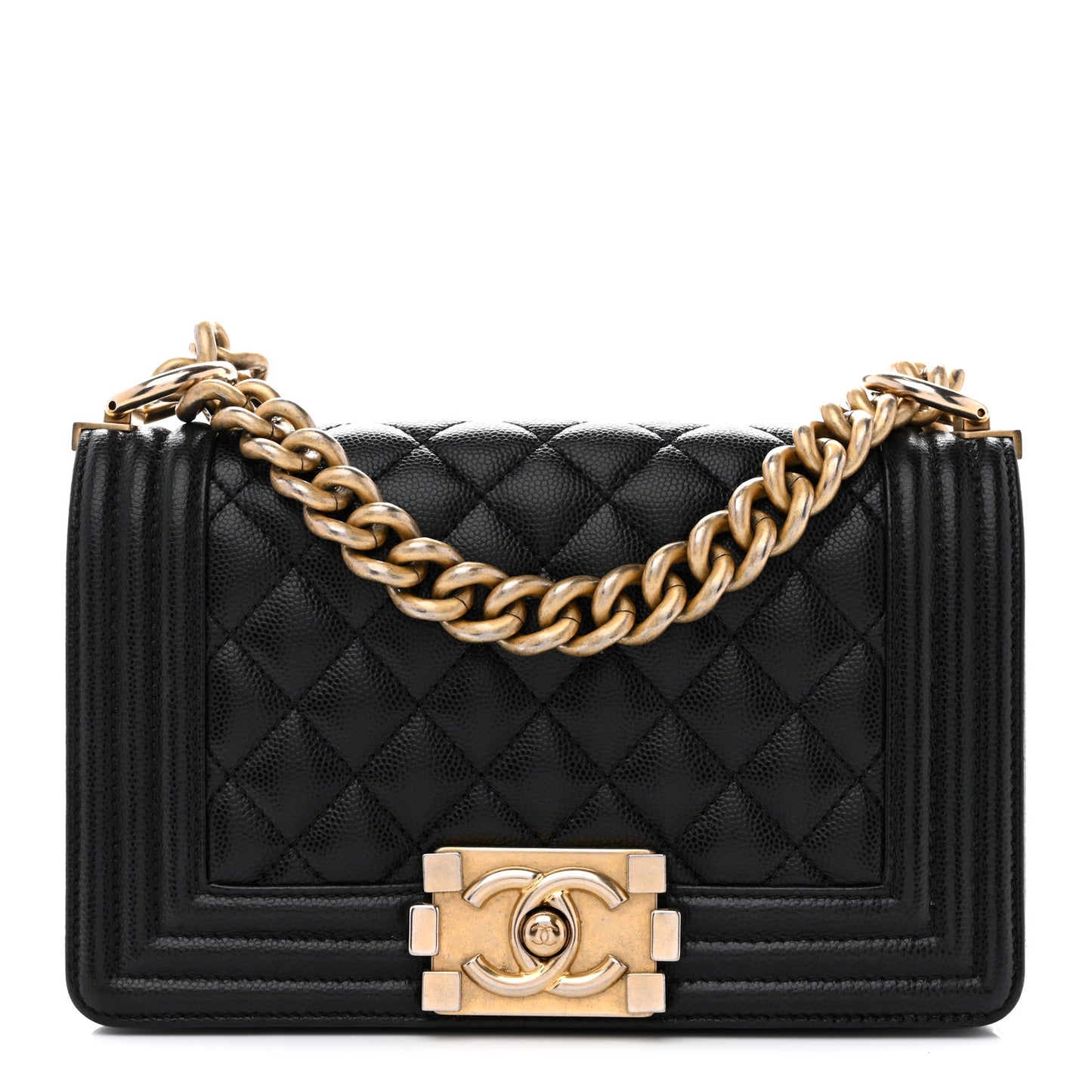 Caviar Quilted Small Boy Flap Black